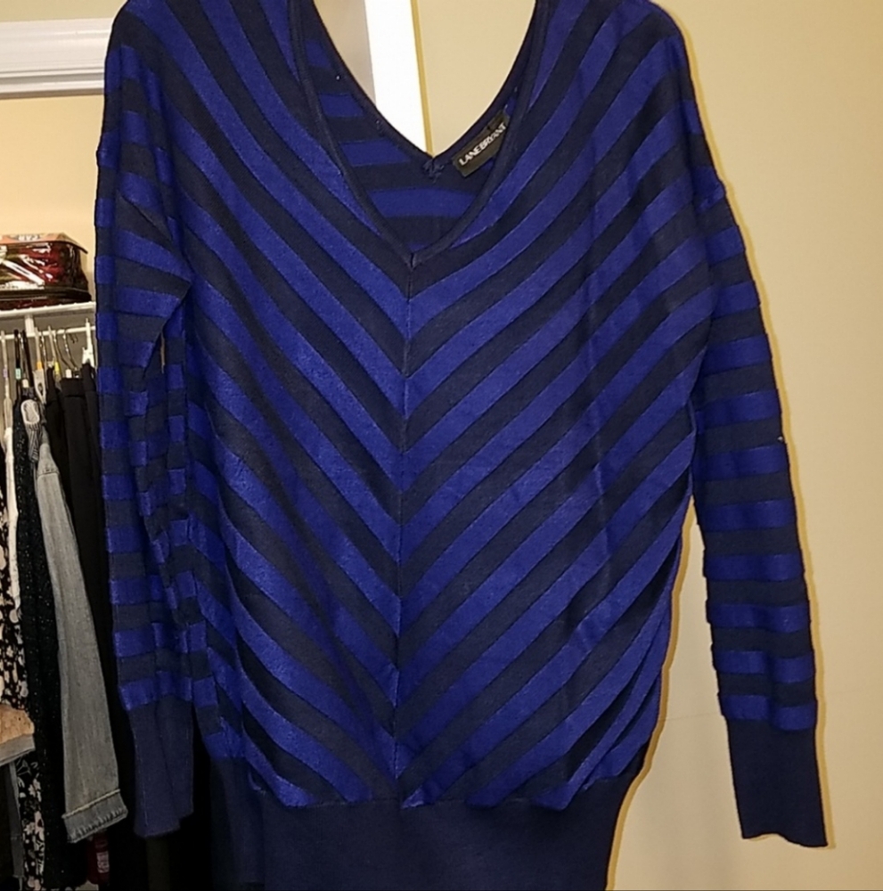 Lane Bryant Blue and Black V-Neck Sweater